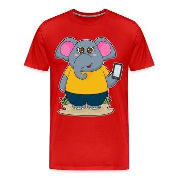 Smartphone éléphant - T-shirt bio Premium Homme - rouge - Devant - Damien (186cm)