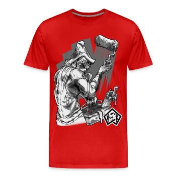 Peintres, peintres, pinceaux, artistes, artisans - T-shirt bio Premium Homme - rouge - Devant - Damien (186cm)