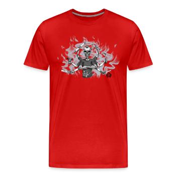 All-rounder, all-rounder, caretaker, craftsman - Men's Premium Organic T-Shirt - red - Front - Damien (186cm)
