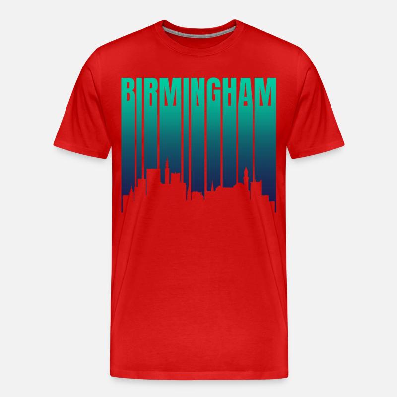 Birmingham Skyline Gradient - Männer Premium Bio T-Shirt - Rot