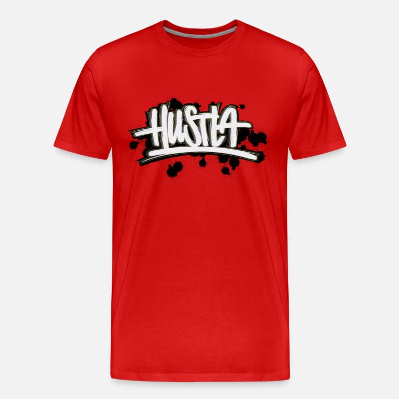 Hustla Graffiti Schriftzug  - Männer Premium Bio T-Shirt - Rot