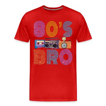 80's Bro Retro Vintage Mixtape Cassette Player Cam - Men's Premium Organic T-Shirt - red - Front - Damien (186cm)