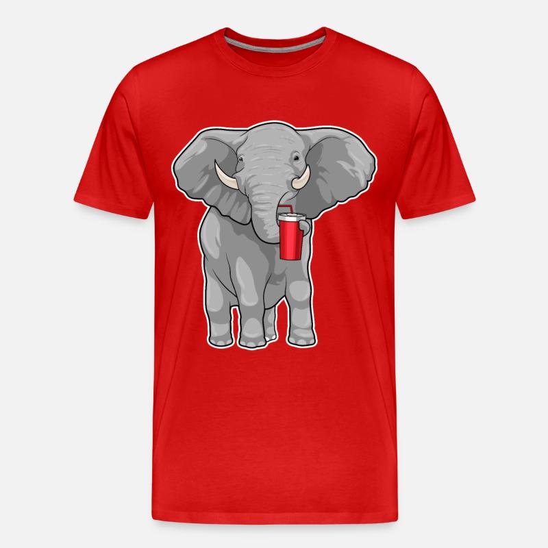 Elefant Trinkbecher - Männer Premium Bio T-Shirt - Rot