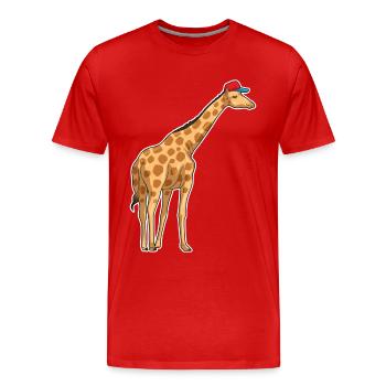 Giraffe Schüler Cap Schule - Männer Premium Bio T-Shirt - Rot - Vorne - Damien (186cm)
