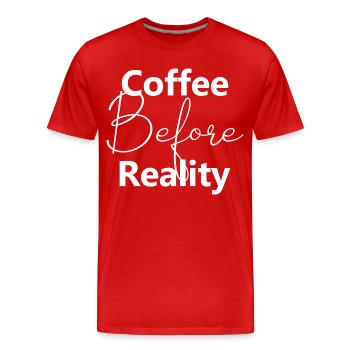 Le café avant la réalité - T-shirt bio Premium Homme - rouge - Devant - Damien (186cm)