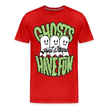 Les fantômes veulent juste s’amuser - T-shirt bio Premium Homme - rouge - Devant - Damien (186cm)