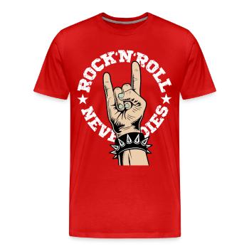 Rock'N'Roll Never Dies - Men's Premium Organic T-Shirt - red - Front - Damien (186cm)