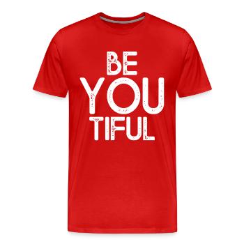 Beyoutiful Be You Tiful Mindfulness Yoga Beautiful - Men's Premium Organic T-Shirt - red - Front - Damien (186cm)