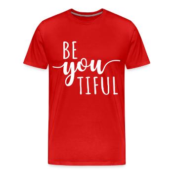 Beyoutiful Be You Tiful Mindfulness Yoga Beautiful - Men's Premium Organic T-Shirt - red - Front - Damien (186cm)
