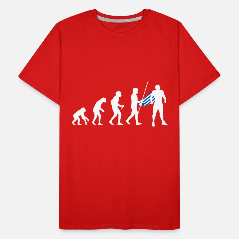 Évolution grecque Super-héros Drapeau grec T-shirt bio Premium Homme