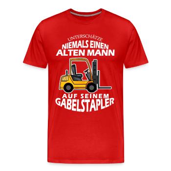 Staplerfahrer Gabelstapler Lager Logistik - Männer Premium Bio T-Shirt - Rot - Vorne - Damien (186cm)