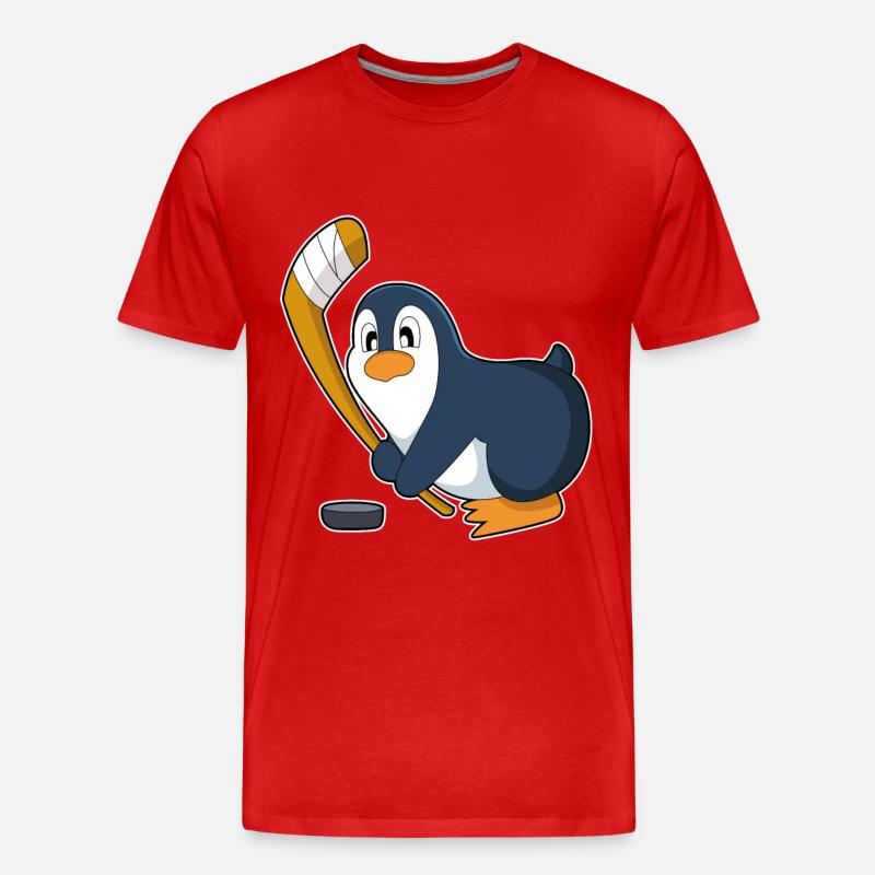Pinguin Eishockey Eishockeyschläger - Männer Premium Bio T-Shirt - Rot