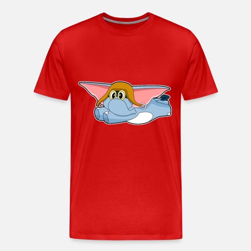 Elefant Pilot Pilotenmütze - Männer Premium Bio T-Shirt - Rot