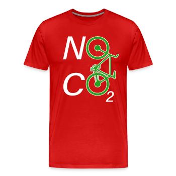 Pas de CO2 Bike Changement climatique VTT VTT E-Bike - T-shirt bio Premium Homme - rouge - Devant - Damien (186cm)