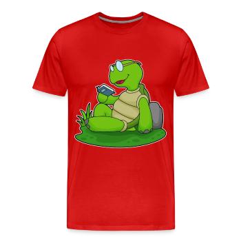Turtle Nerd Book Lunettes - T-shirt bio Premium Homme - rouge - Devant - Damien (186cm)