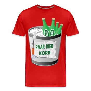 Paar Bier Korb - Männer Premium Bio T-Shirt - Rot - Vorne - Damien (186cm)