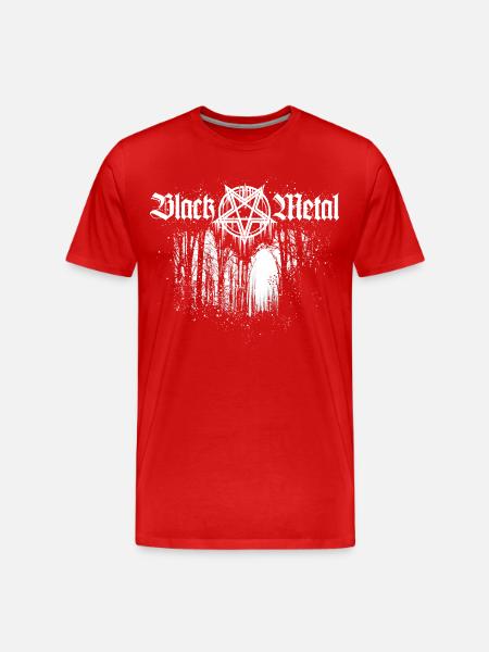 Black Metal | Pentagram and forest - Men's Premium Organic T-Shirt - red