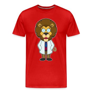 Leo Doctor Manteau du Docteur - T-shirt bio Premium Homme - rouge - Devant - Damien (186cm)