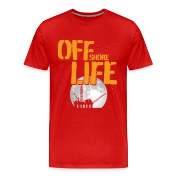 Off Shore Life - Men's Premium Organic T-Shirt - red - Front - Damien (186cm)