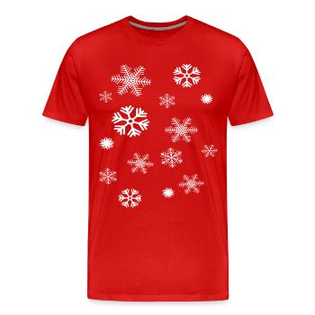 Snowflakes - Men's Premium Organic T-Shirt - red - Front - Damien (186cm)