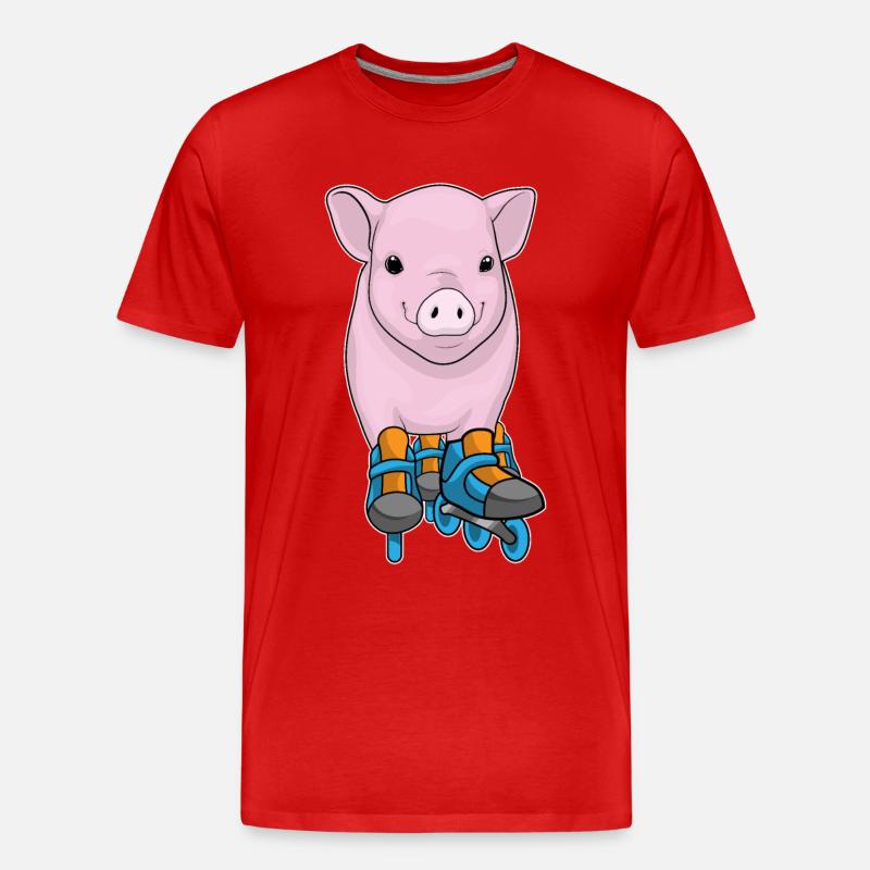 Schwein Inline skating Inline skates - Männer Premium Bio T-Shirt - Rot