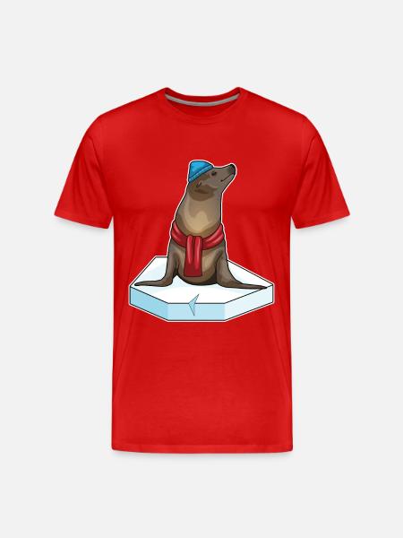 Seal Ice Plaice - Men's Premium Organic T-Shirt - red