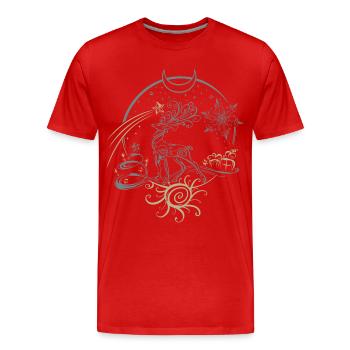 Nuit de Noël de Noël en bois de cerf - T-shirt bio Premium Homme - rouge - Devant - Damien (186cm)