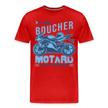 motard parfait boucher parfait - T-shirt bio Premium Homme - rouge - Devant - Damien (186cm)