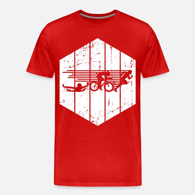 Triathlon Wettkampf - Männer Premium Bio T-Shirt - Rot