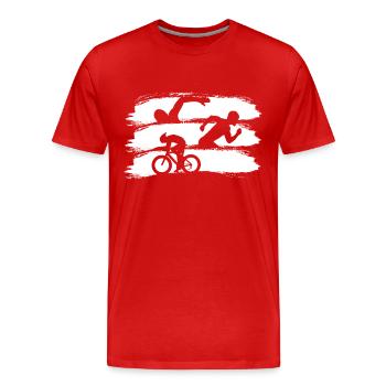 Triathlon Rennen - Männer Premium Bio T-Shirt - Rot - Vorne - Damien (186cm)
