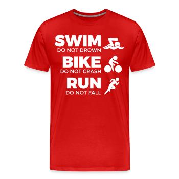 Motivation für Triathleten - Männer Premium Bio T-Shirt - Rot - Vorne - Damien (186cm)