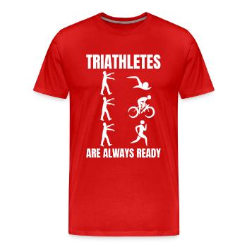Triathlet Witz - Männer Premium Bio T-Shirt - Rot - Vorne - Damien (186cm)