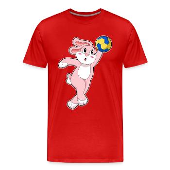Rabbit Handball Player Handball - Men's Premium Organic T-Shirt - red - Front - Damien (186cm)