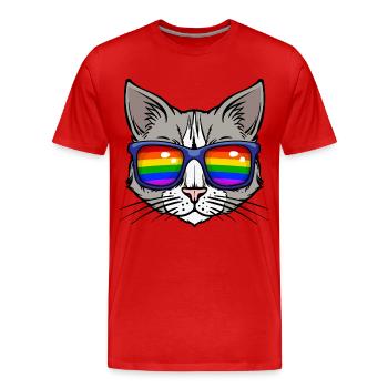 Cool Lgbt Cat Bisexuel Sexualité Arc-en-ciel - T-shirt bio Premium Homme - rouge - Devant - Damien (186cm)