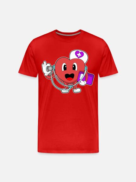Heart Nurse Stethoscopes - Men's Premium Organic T-Shirt - red