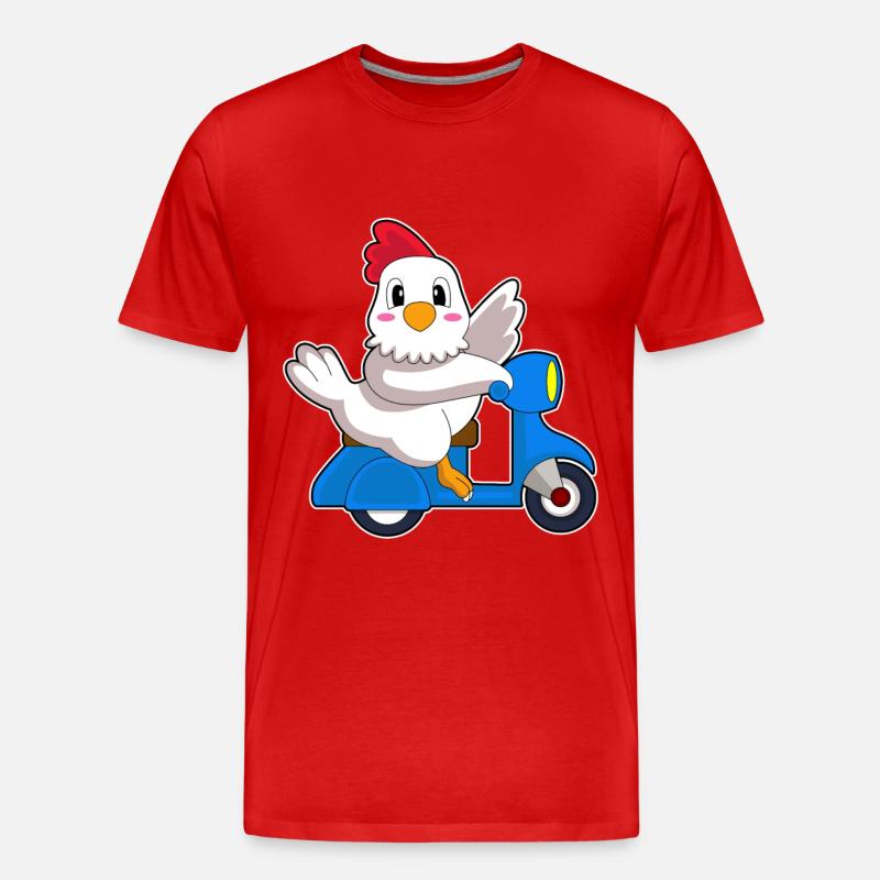 Huhn Motorroller - Männer Premium Bio T-Shirt - Rot
