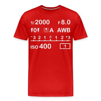 Paramètres de l’appareil photo numérique - T-shirt bio Premium Homme - rouge - Devant - Damien (186cm)