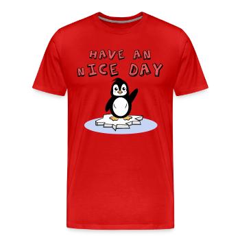 Vogel Eis Kälte Arktis Tier Pinguin Seevogel Zoo - Männer Premium Bio T-Shirt - Rot - Vorne - Damien (186cm)