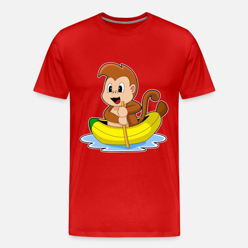 Affe Banane Boot - Männer Premium Bio T-Shirt - Rot