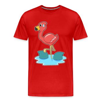 Nageoires de requin flamant rose - T-shirt bio Premium Homme - rouge - Devant - Damien (186cm)