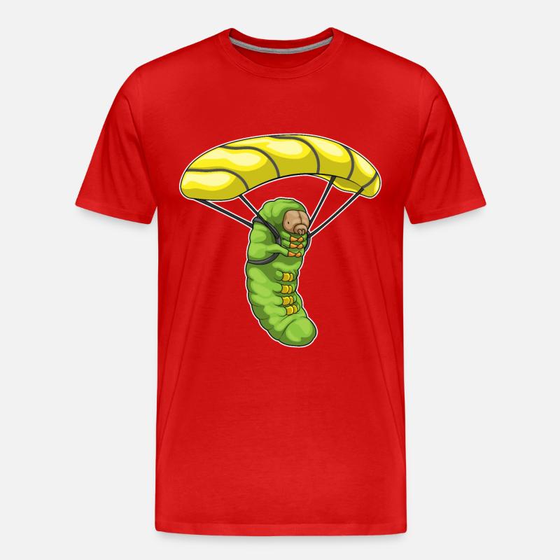 Raupe Fallschirm - Männer Premium Bio T-Shirt - Rot