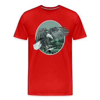 Eagle Eagle Motif Pygargue à tête blanche Chasse à la pêche - T-shirt bio Premium Homme - rouge - Devant - Damien (186cm)