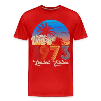 Round Birthday Vintage 1973 Gift - Men's Premium Organic T-Shirt - red - Front - Damien (186cm)