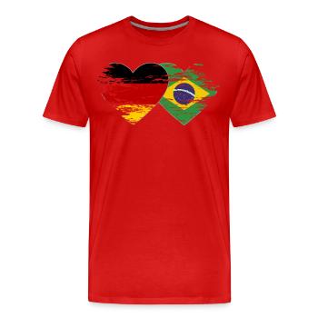 Germany Brazil flag used heart - Men's Premium Organic T-Shirt - red - Front - Damien (186cm)