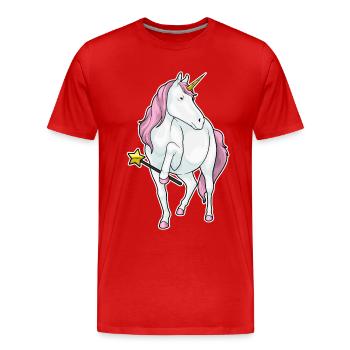 Baguette magique licorne - T-shirt bio Premium Homme - rouge - Devant - Damien (186cm)