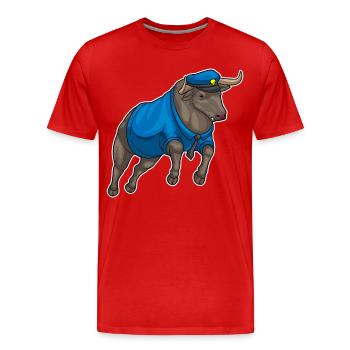 Stier Polizist Polizeimütze Polizei - Männer Premium Bio T-Shirt - Rot - Vorne - Damien (186cm)