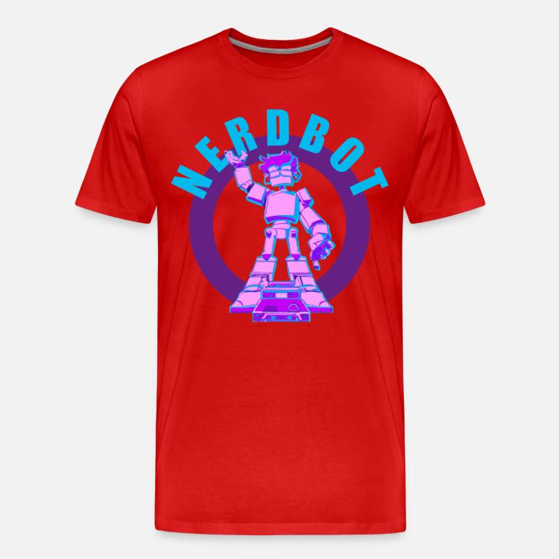 NERDY forever - Nerdbot - Männer Premium Bio T-Shirt - Rot