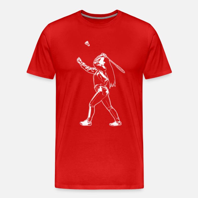 Badminton Mädchen - Männer Premium Bio T-Shirt - Rot