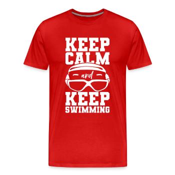 Keep Calm And Keep Swimming - Männer Premium Bio T-Shirt - Rot - Vorne - Damien (186cm)