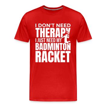 Blague amusante sur le badminton - T-shirt bio Premium Homme - rouge - Devant - Damien (186cm)